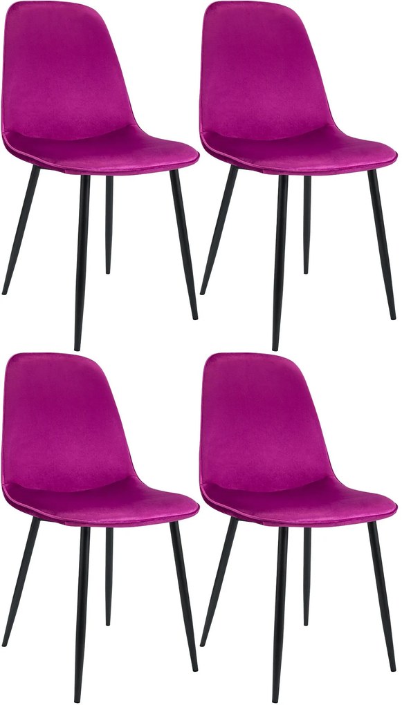 Sada 4 ks jedálenských stoličiek Maryam zamat - fialová