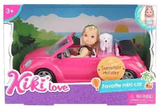 Bábika v aute so psom