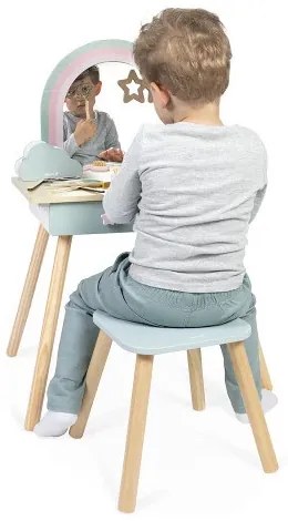 Drevený toaletný stolček s jednorožcom a stoličkou