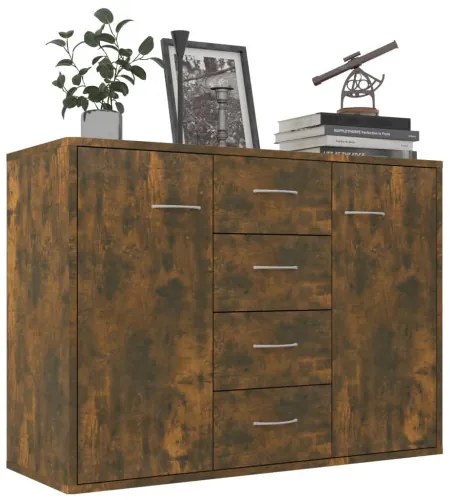 vidaXL Komoda dymový dub 88x30x65 cm spracované drevo-