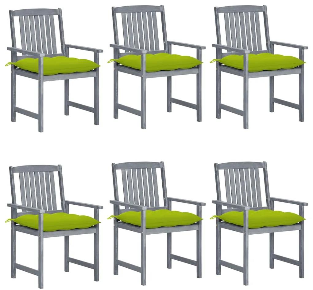 Záhradné stoličky s podložkami 6 ks akáciový masív sivé 3078248