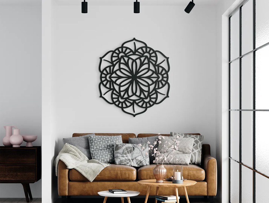 drevko Geometrická mandala na stenu Rozmer obrazu: 50 x 44,5 cm, Farba dekorácie: Čierna