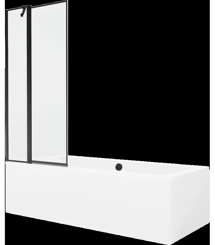 Mexen Cube obdĺžniková vaňa 170 x 80 cm s obkladom a 1-krídlovou sprchovou zástenou 80 cm, Čierny vzor - 550517080X9408117070