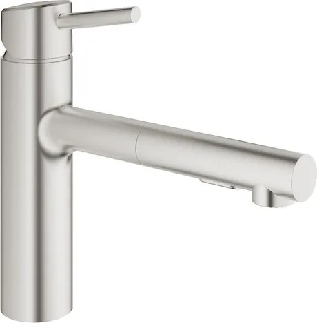 Grohe Concetto New drezová batéria s vyťahovacou sprškou supersteel 30273dc1 G30273DC1