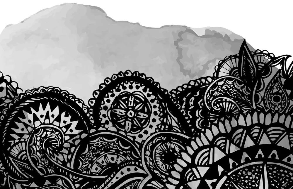 Obraz Mandala v čiernobielom prevedení - 120x80