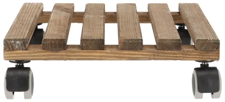 Hnedá drevená pojazdná podložka pod kvetináč Esschert Design, 29 x 29 cm