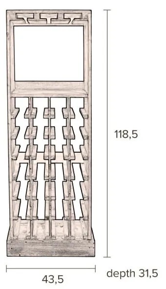 Hnedá vinotéka z jedlového dreva počet fliaš 28, 43,5x118,5 cm Claude – Dutchbone