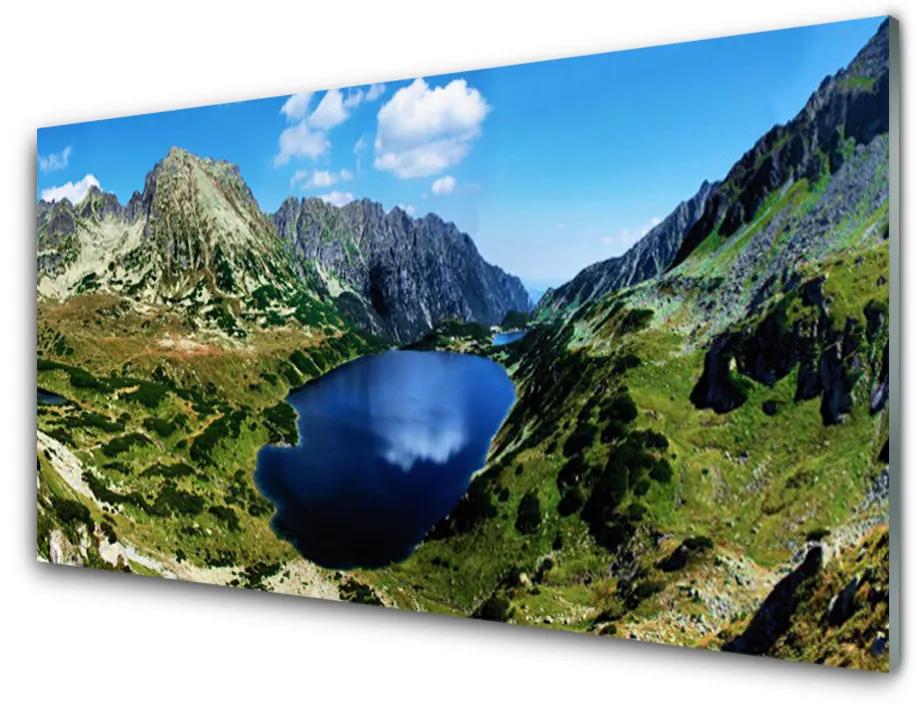 Skleneny obraz Hora jazero príroda 100x50cm