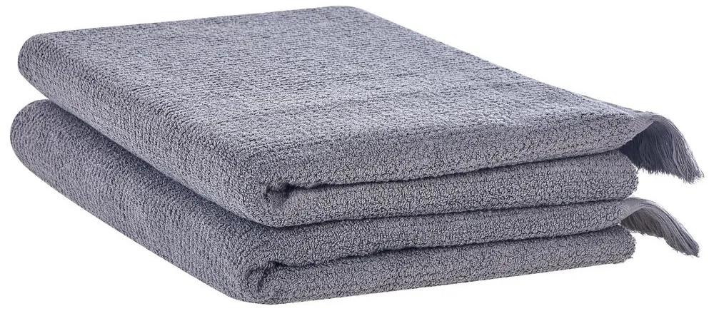 Sada 2 bavlnených froté uterákov sivá ATIU Beliani