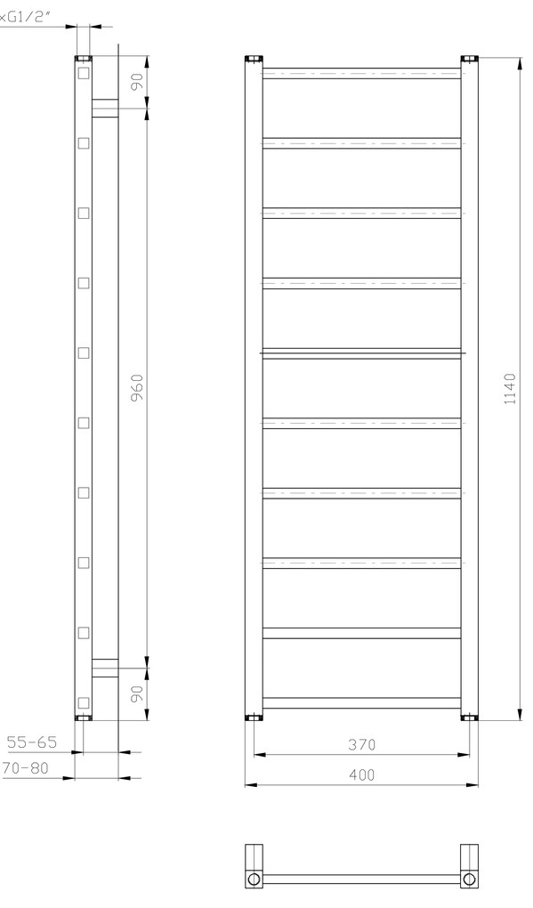 Sapho, METRO LIGHT vykurovacie teleso 400x1140 mm, biela, IR445T