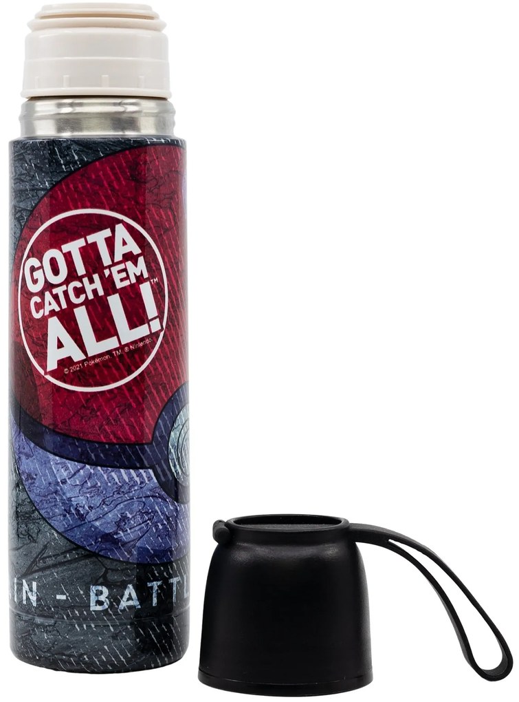 Nerezová termo fľaša na pitie Pokémon s hrnčekom - 495 ml