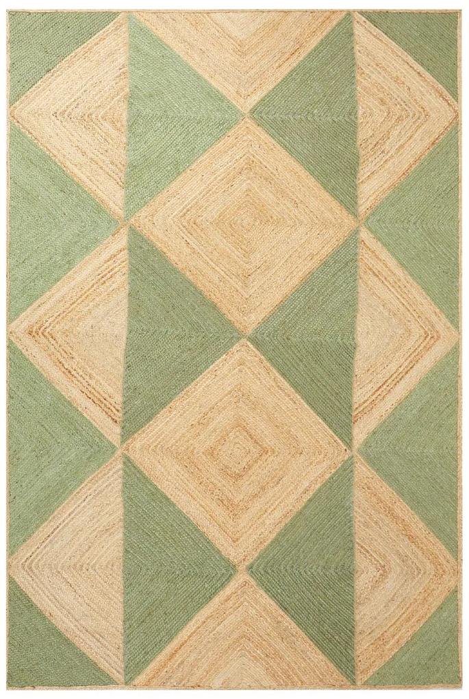 Jutový koberec 200 x 300 cm béžová/zelená CALIS Beliani