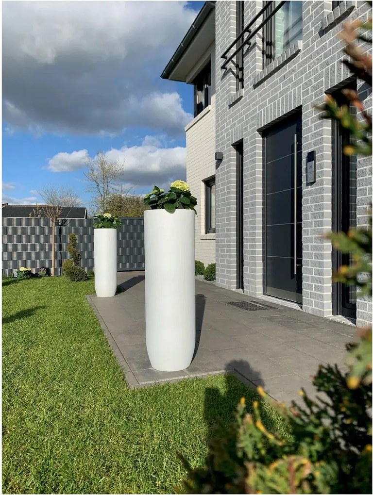 Kvetináč SOLERIO, výška 80 cm, sklolaminát, biely