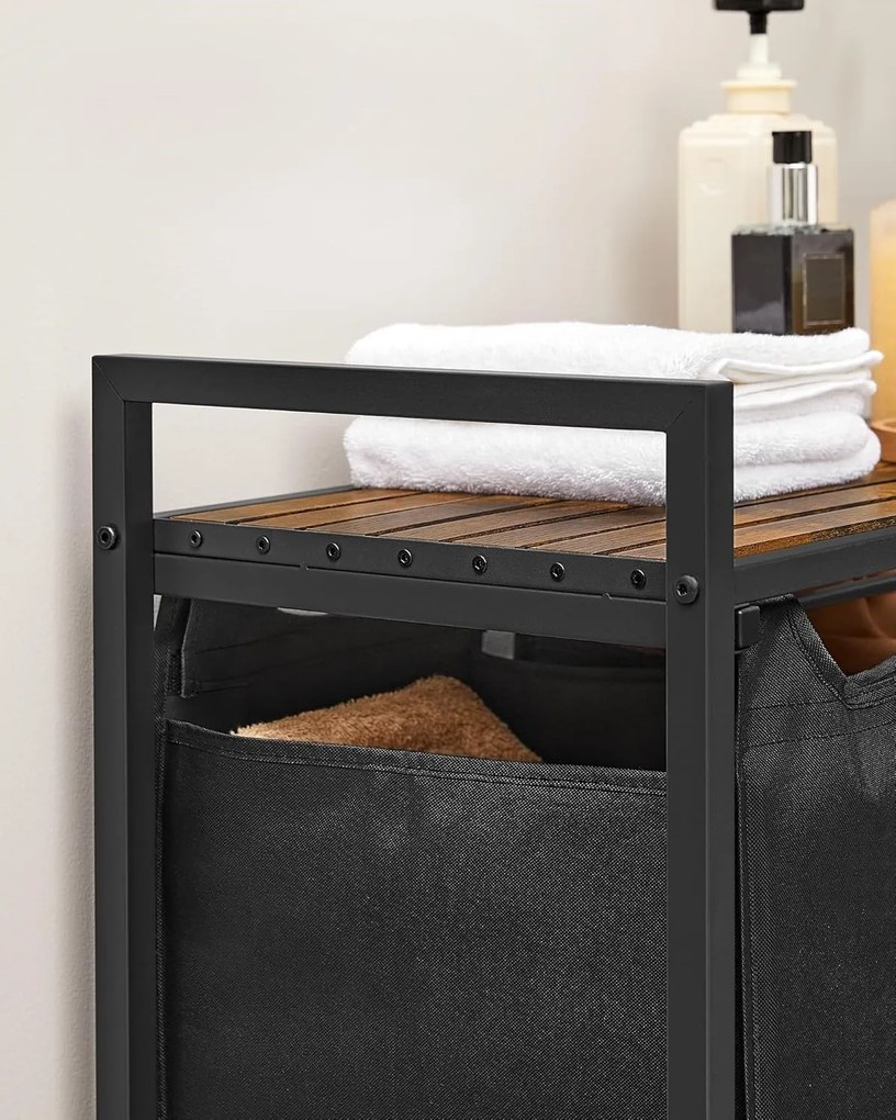 Koš na prádlo Vasagle Ovules 114 l černý/hnědý