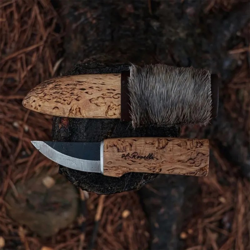Fínsky nôž Roselli Grandfather 18cm, sobia kožušina / dárkový set