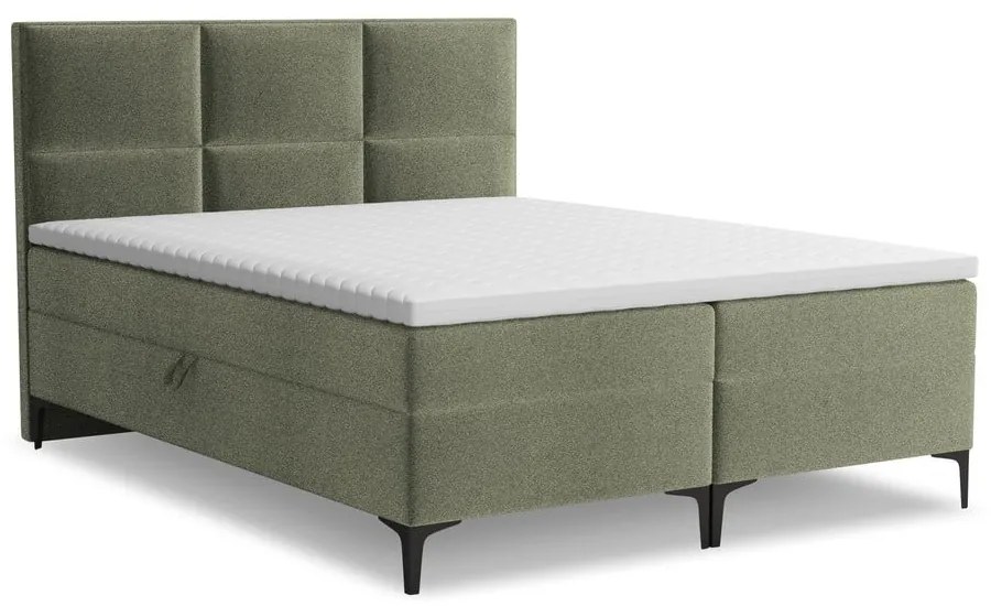 Zelená boxspring posteľ s úložným priestorom 180x200 cm Pakalana – Makamii