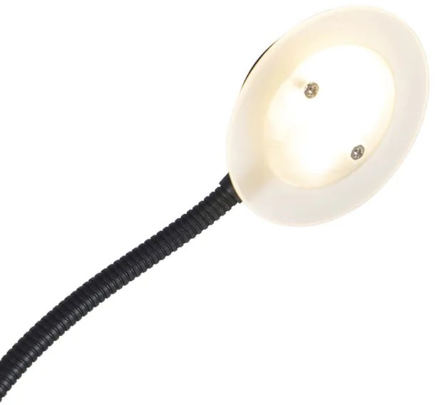 Moderná stojaca lampa čierna vrátane LED s čítacím ramenom - Chala