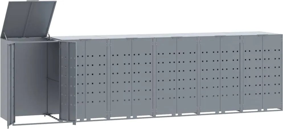 vidaXL Úložisko na 6 košov na kolieskach sivé 414x79x117 cm oceľ