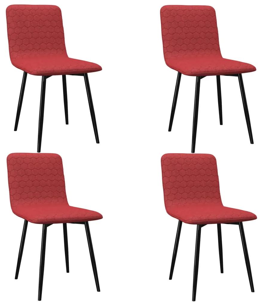 vidaXL Jedálenské stoličky 4 ks, vínovo červené, látka