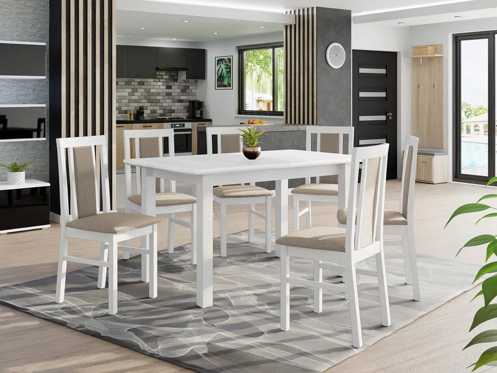 Rozkladací stôl so 6 stoličkami - AL65, Morenie: orech, Poťahové látky: Zetta 297