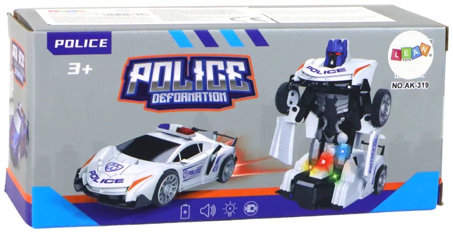LEAN TOYS Policajné auto robotické 2v1 Transformers - námornícka modrá