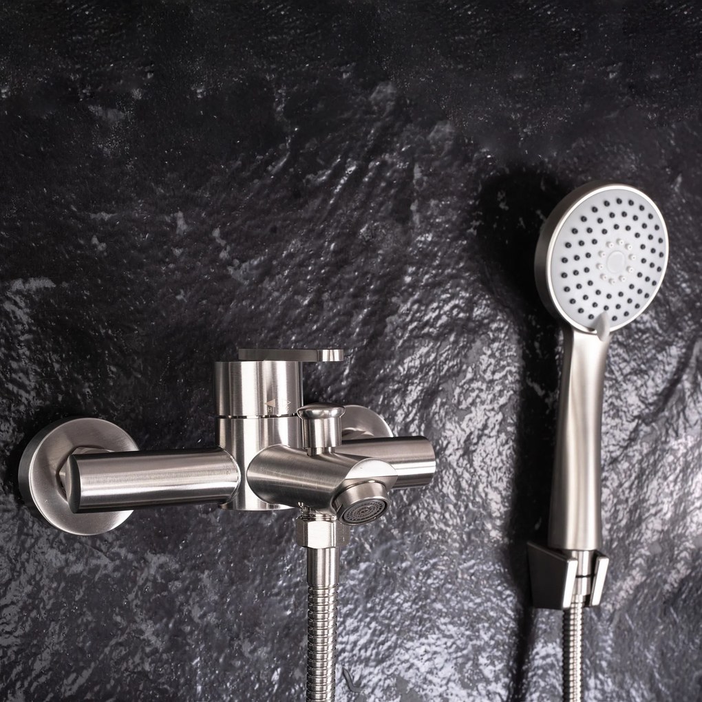 Rea Ontario, vaňová batéria s ručnou sprchovou súpravou, brúsená oceľ, REA-B5514