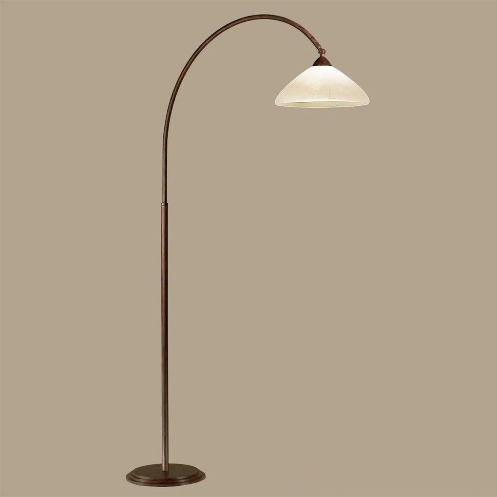 Oblúková lampa Samuele presah 120 cm scavo-hnedá