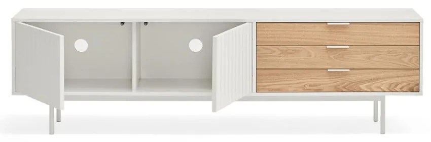 TV stolík v dekore duba v bielo-prírodnej farbe 180x52 cm Sierra – Teulat