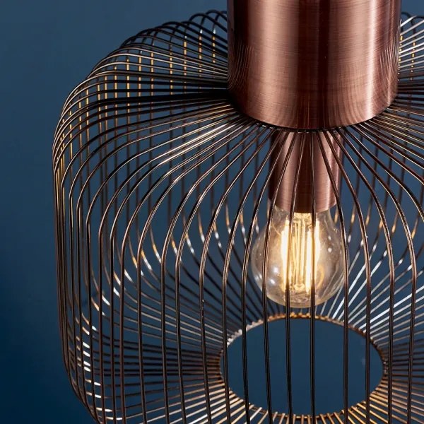 Endon 68986 - Závesný luster na lanku NICOLA 1xE27/40W/230V medený