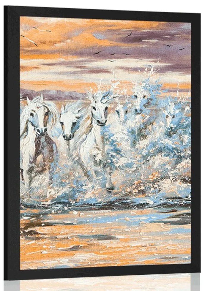 Plagát kone tvorené vodou - 30x45 silver
