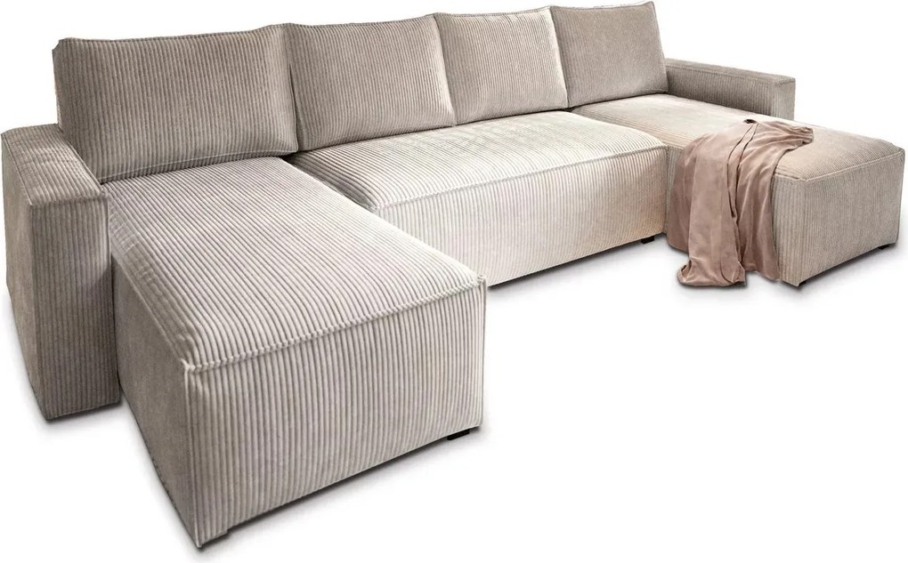 AKCIA Svetlo béžová sedacia súprava do U SMART COSARO 295x140 cm II. akosť