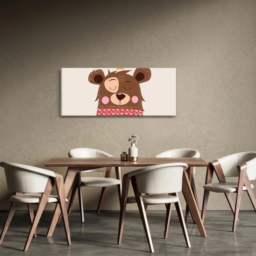 Obraz - Medvedík s červeným šálom (120x50 cm)