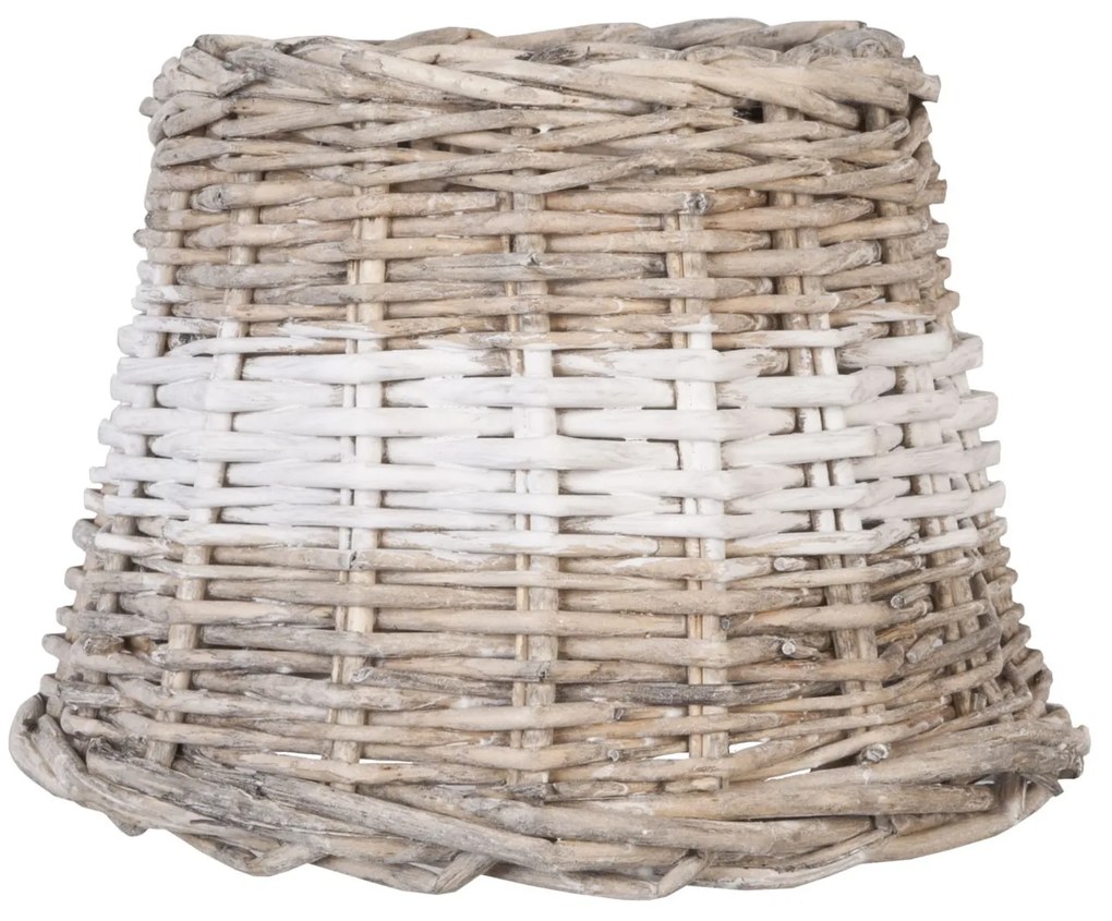Ratanové tienidlo s bielym pruhom - Ø 20 * 15 cm / E27
