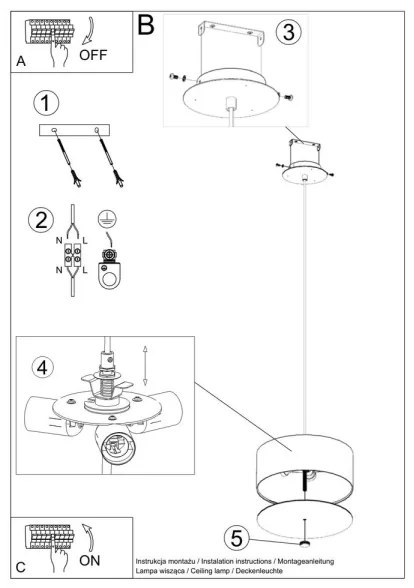 Sollux SL.0756 - Luster na lanku SKALA 3xE27/60W/230V pr. 30 cm čierna