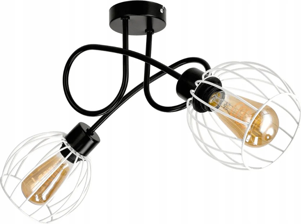 Stropná lampa LOFT s oblúkovým efektom 2xe27 sphere biela