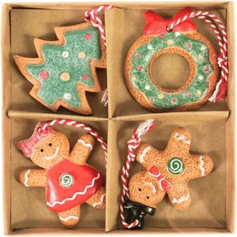Sada 4 ks vianočných ozdôb GINGERBREADS 6 cm