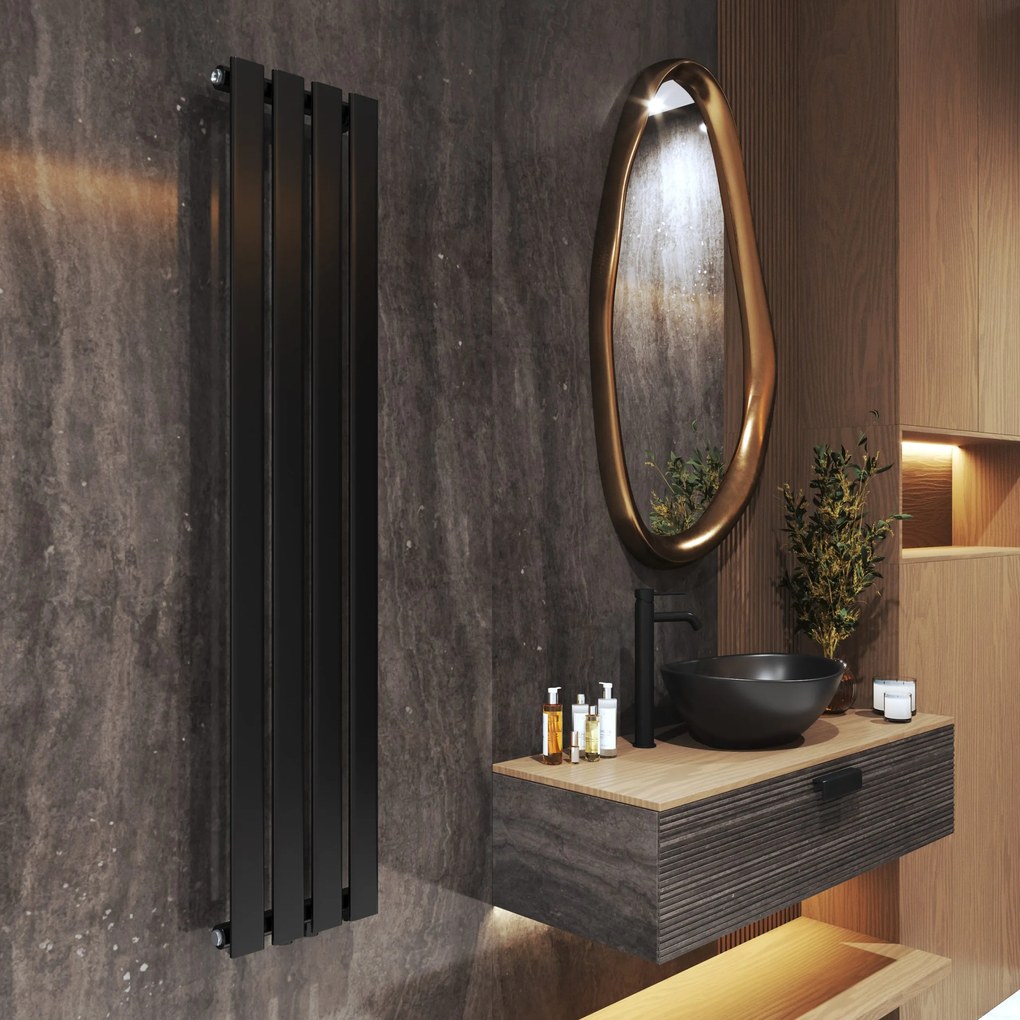 Gamma Vertical, vykurovacie teleso 296x1400 mm, 458 W, čierna matná, GMA-VERT-1400296-BK