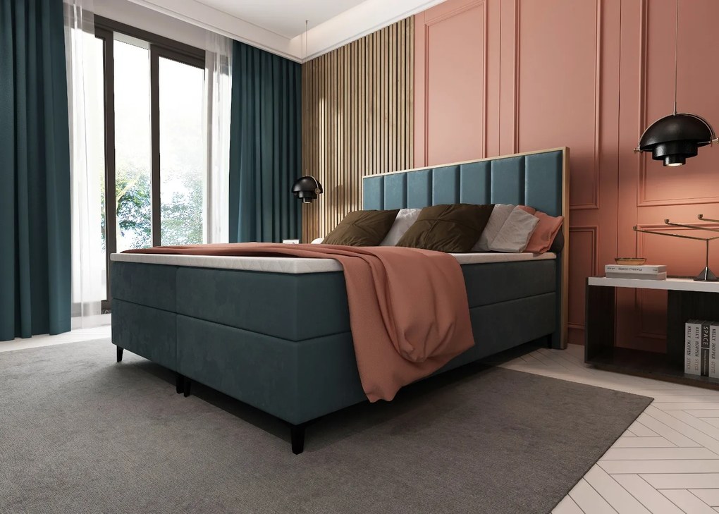 IVETTE MANŽELSKÁ POSTEĽ 140X200 DUBOVÝ RÁM + 2 x MATRAC + TOPPER