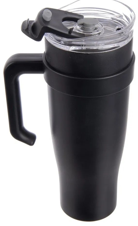 Čierny termo hrnček so slamkou 1,2 l Termo – Orion