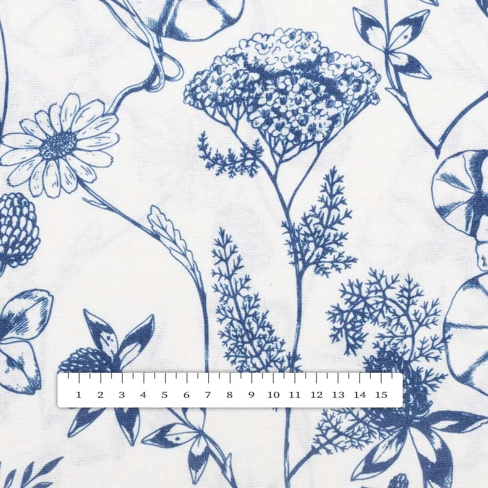 Biante Dekoračná obliečka na vankúš s lemom PML-060 Modré lúčne kvety na bielom 50 x 60 cm