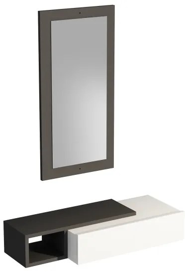 Nástenná polica + nástenné zrkadlo VIEN biela/antracit
