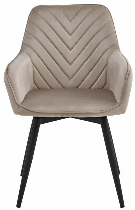 Set dvoch jedálenských otočných stoličiek NANA360 zamatové, tmavobéžové (čierne nohy) 2 ks