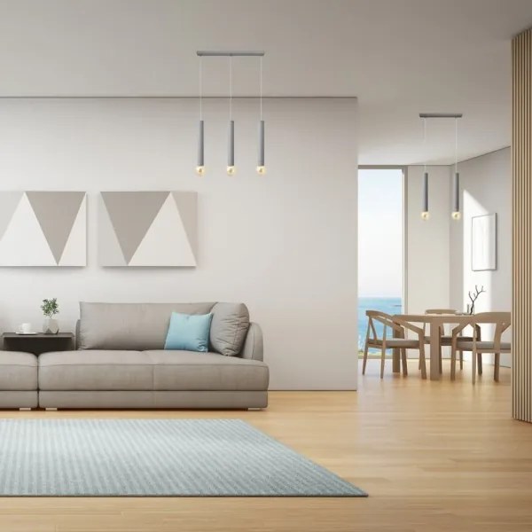 Luster na lanku TUBA 3xE27/15W/230V šedá