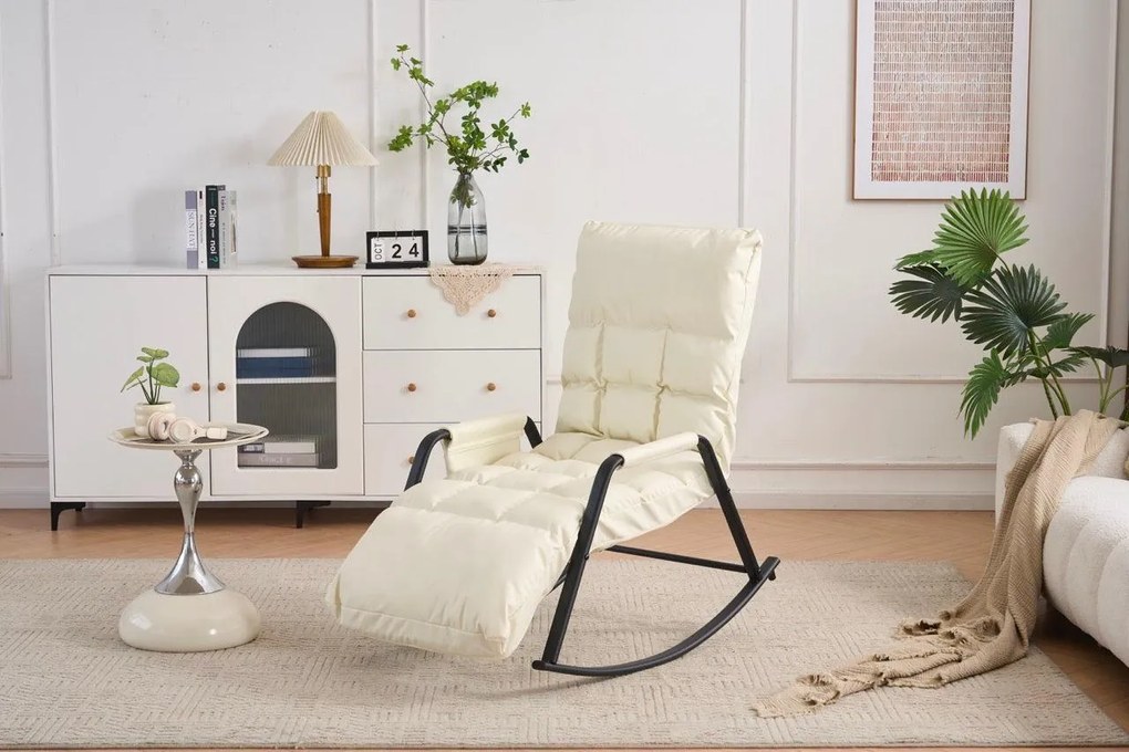 Hojdacie kreslo s 5-stupňovým nastavením, polstrovaná, biela