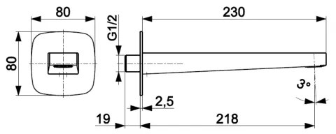 KFA Armatura 836-007-00 - Výtoková hubica pre podomietkovú inštaláciu MALAGA l., lesklý chróm