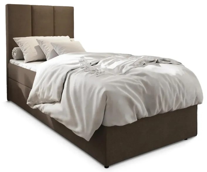 Čalúnená posteľ boxspring MERALIS 100x200 cm hnedá Matrac: Bonell pružinová matrac