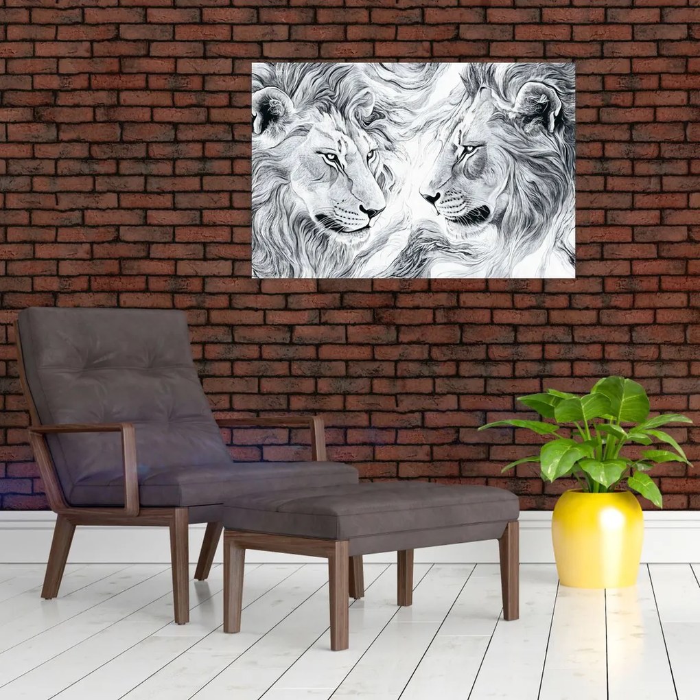 Obraz - Kreslené levie hlavy (90x60 cm)