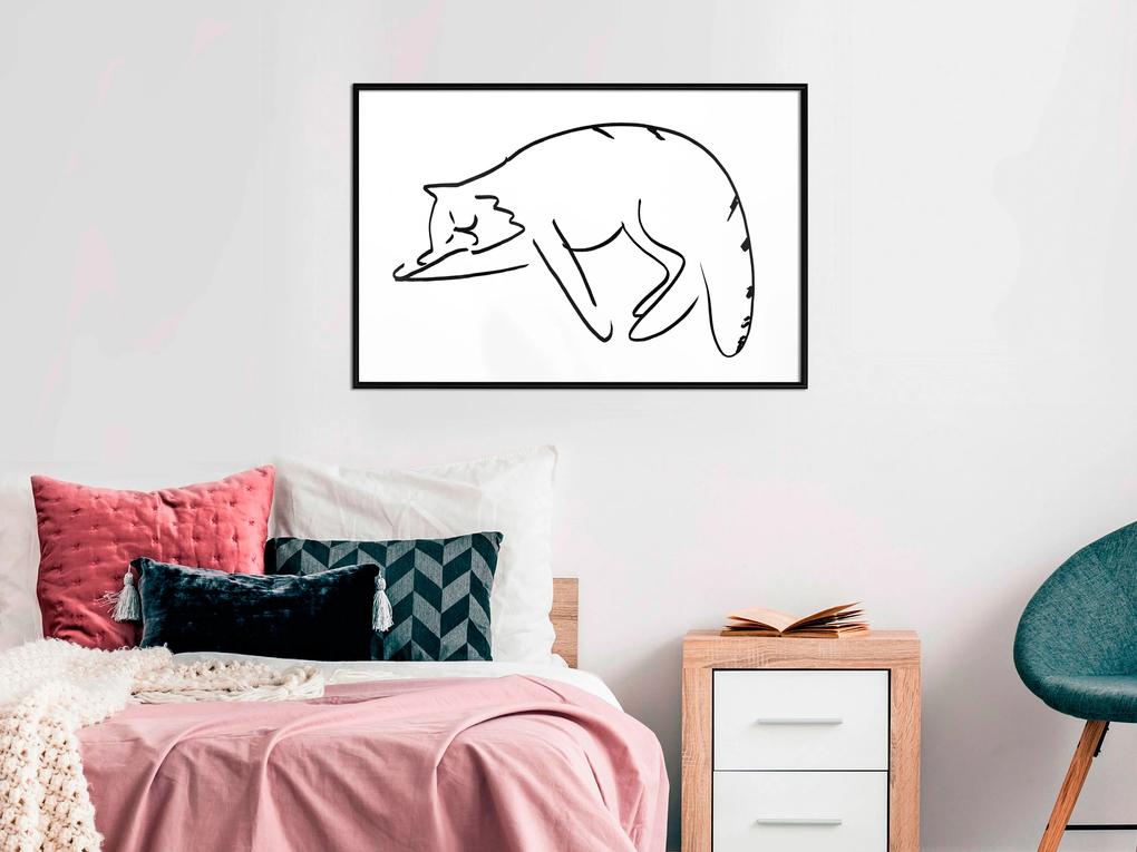 Artgeist Plagát - Cat's Dreams [Poster] Veľkosť: 45x30, Verzia: Čierny rám s passe-partout