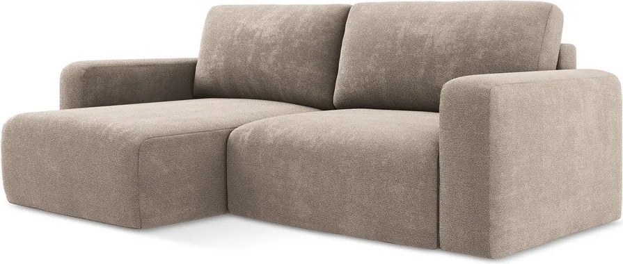 Béžová ženilková rozkladacia/s úložným priestorom rohová pohovka (ľavý roh/s leňoškou) Kona – Makamii