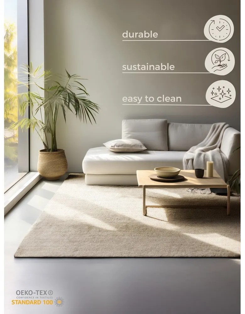 Krémovobiely jutový koberec 120x170 cm Bouclé – Hanse Home